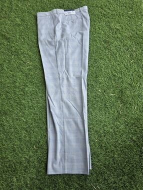 Tommy Hilfiger Men's Dress Pants 40x32 Wrinkle Free Grey Blue Formal $95 Plaid